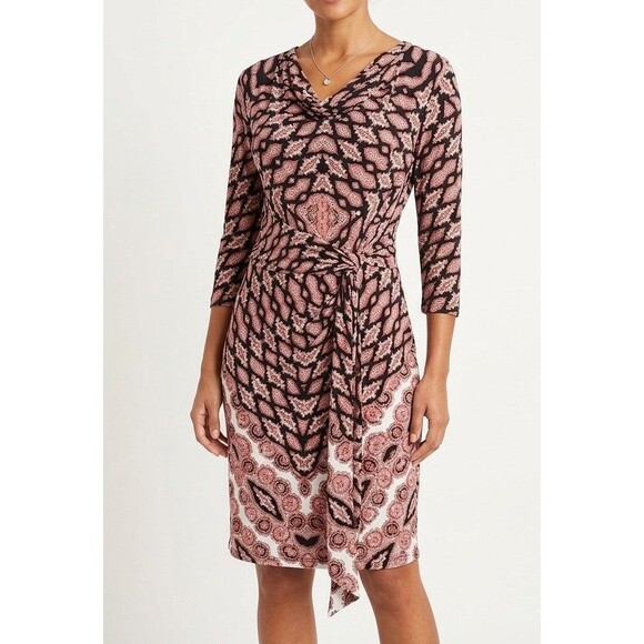 ANTONIO MELANI Dresses & Skirts - NWT Antonio Melani Wrap Midi Dress Size M 3/4 Sleeve Multicolor